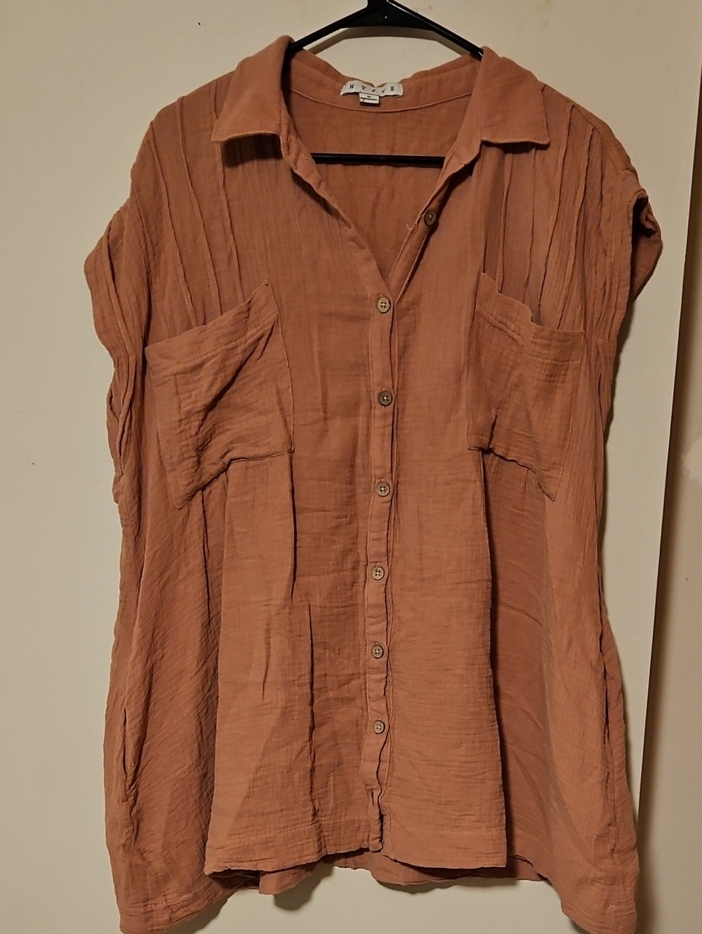 HYFVE Rust Button-Front Short Sleeve Shirt
